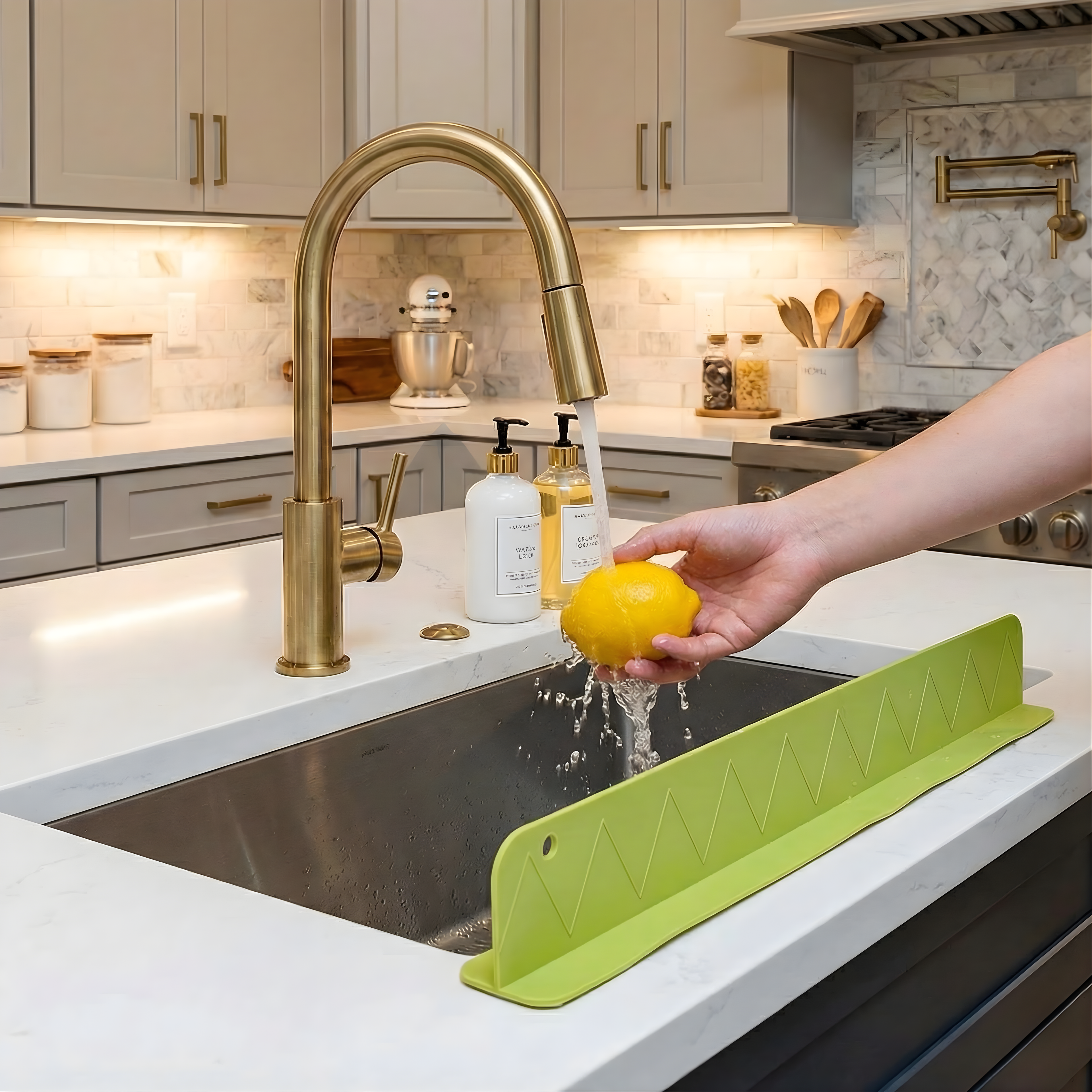 CleanMAT Silicone Sink Splash Guard – 40 cm Anti-Splash Water Barrier with Strong Suction Cups (Pack of 2)