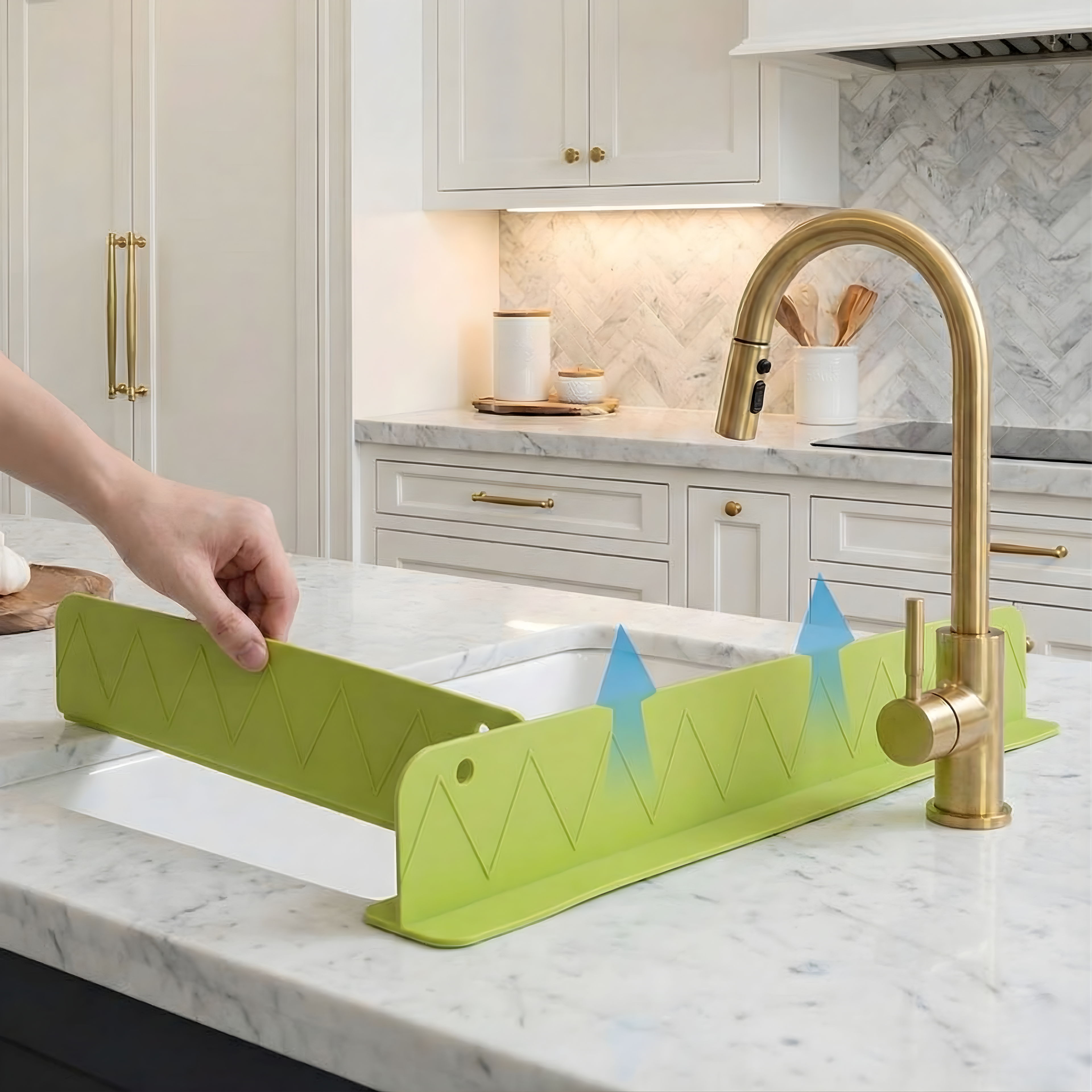 CleanMAT Silicone Sink Splash Guard – 40 cm Anti-Splash Water Barrier with Strong Suction Cups (Pack of 2)